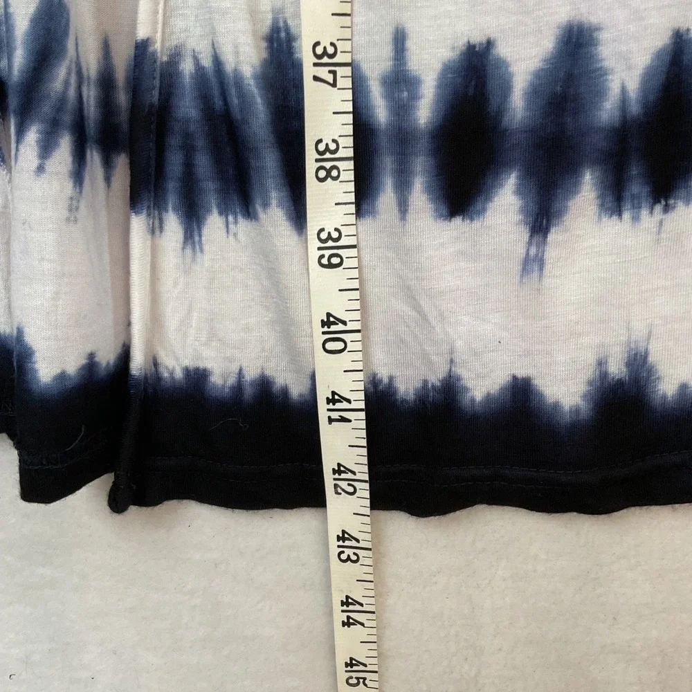 Gianni Bini Womens Navy Blue White Tie Dye Stripe Maxi Skirt Side Slit Size M